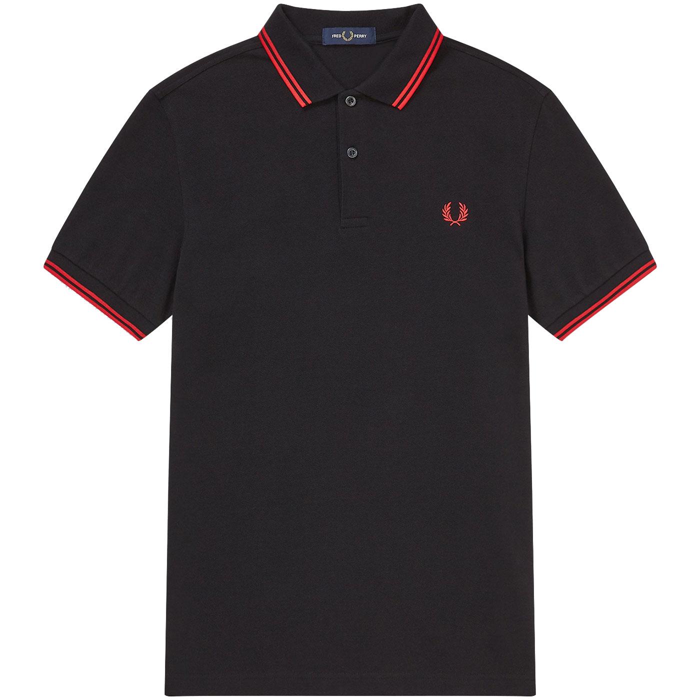 FRED PERRY M3600 Mod Twin Tipped Polo Shirt in Black
