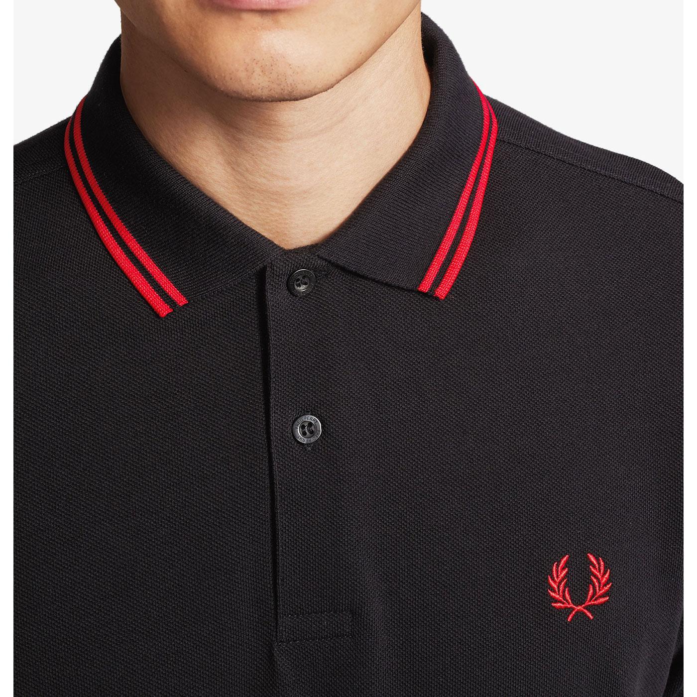 FRED PERRY M3600 Mod Twin Tipped Polo Shirt in Black