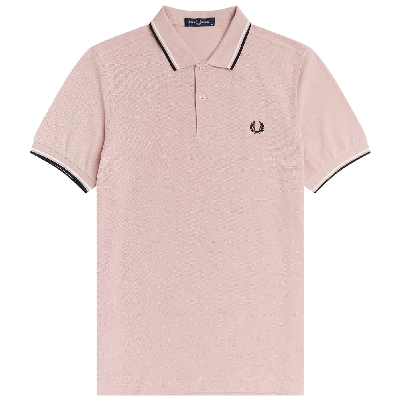 FRED PERRY M3600 Mod Twin Tipped Pique Polo in Chalk Pink