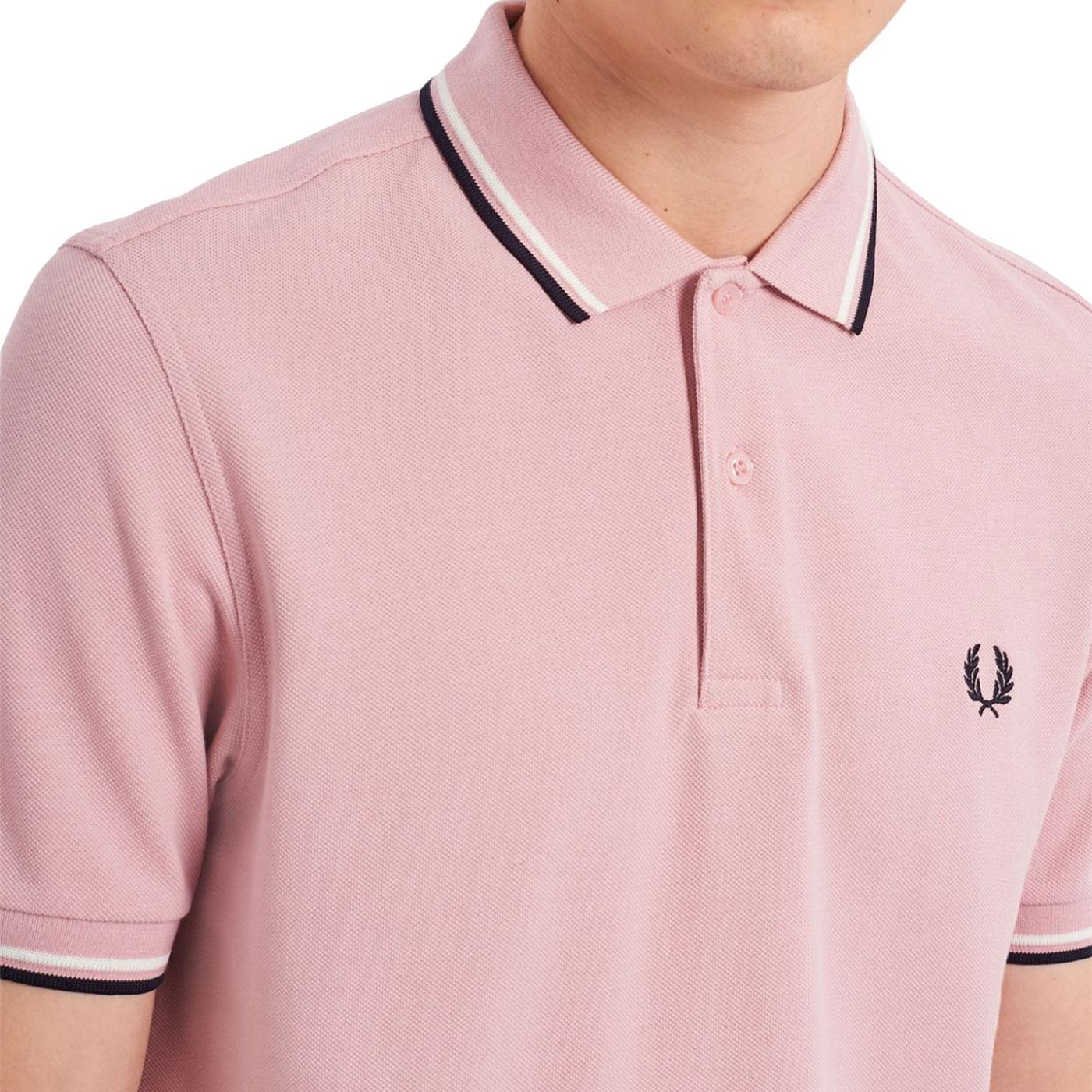 FRED PERRY M3600 Mod Twin Tipped Pique Polo in Chalk Pink