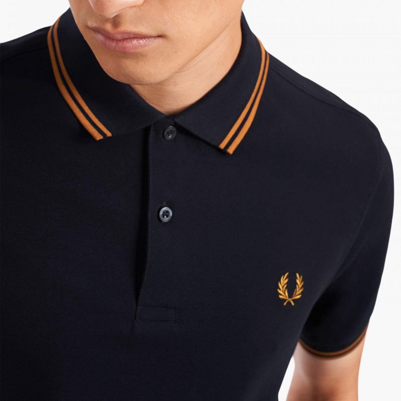 FRED PERRY M3600 Men's Twin Tipped Pique Polo in Navy