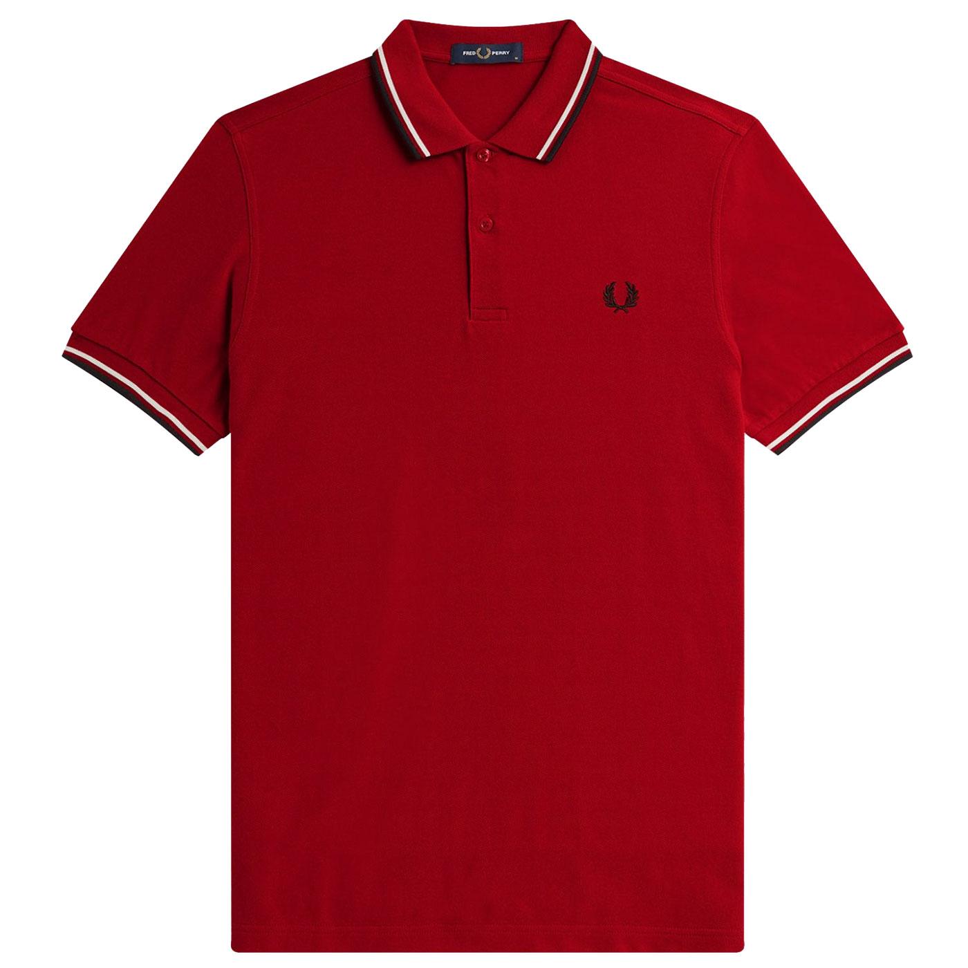 FRED PERRY M3600 Twin Tipped Mod Polo Shirt BLOOD