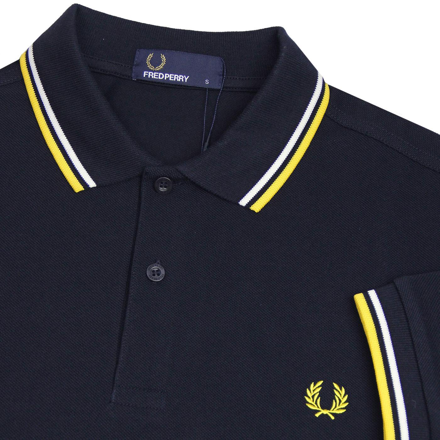 FRED PERRY Men's M3600 Retro Twin Tipped Pique Polo Navy