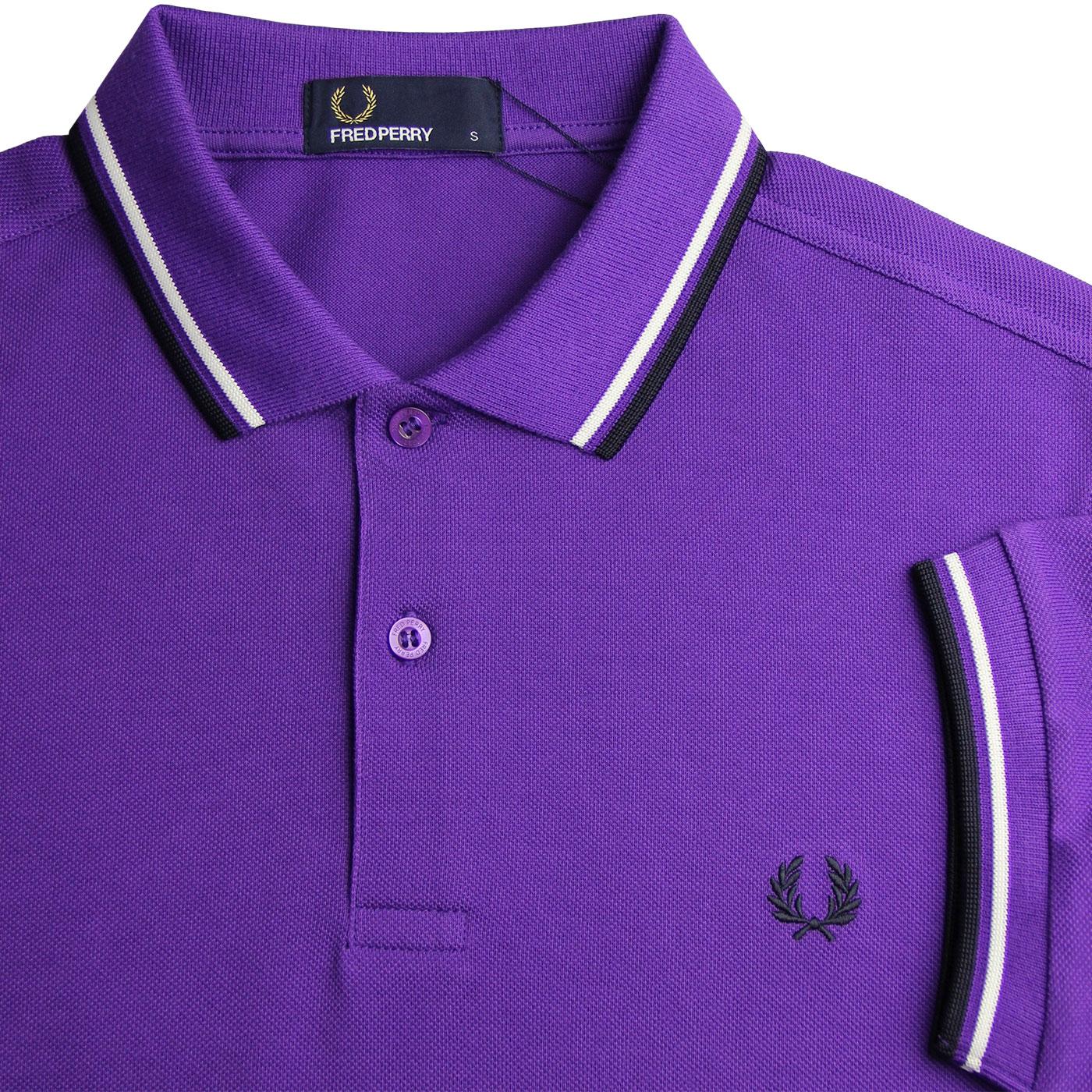 FRED PERRY M3600 Retro Mod Twin Tipped Polo Shirt Purple