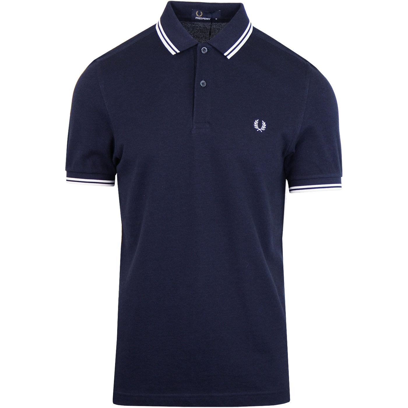 FRED PERRY M3600 Mod Twin Tipped Polo Shirt Carbon Blue