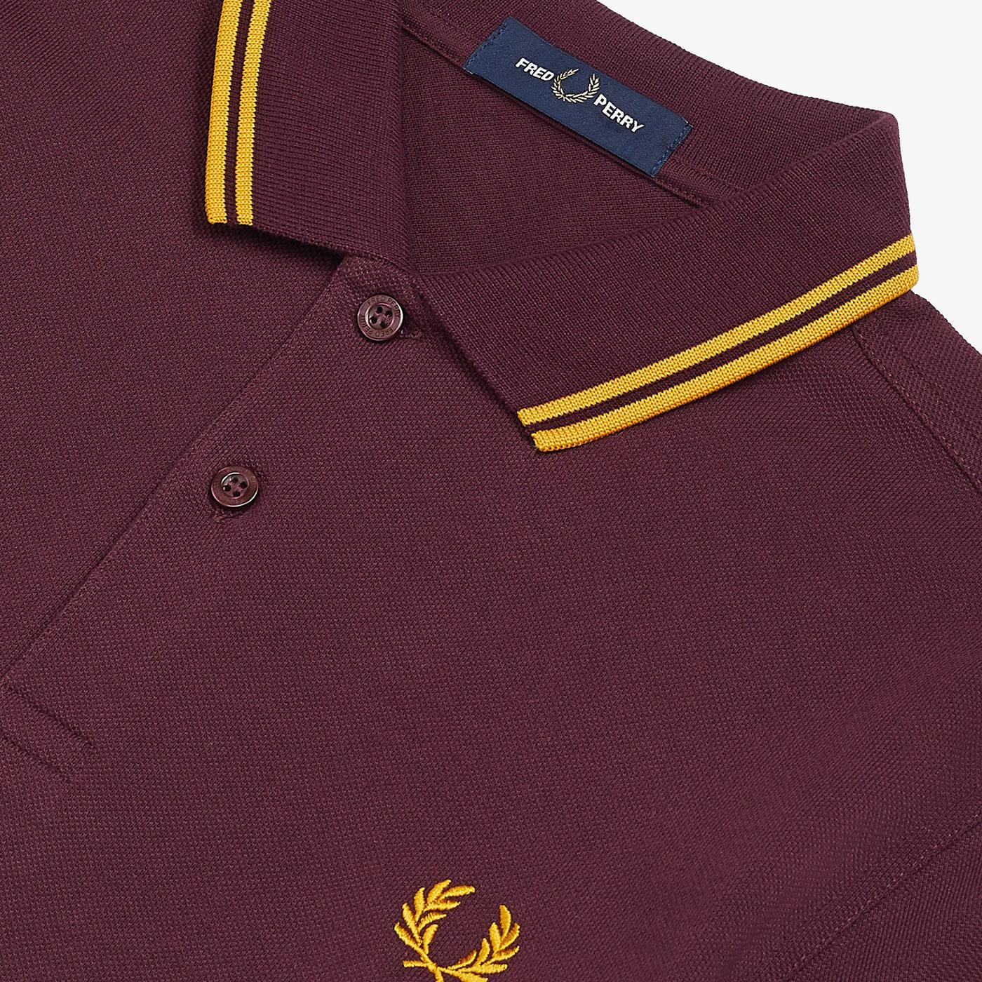 FRED PERRY M3600 Twin Tipped Pique Polo Shirt Mahogany