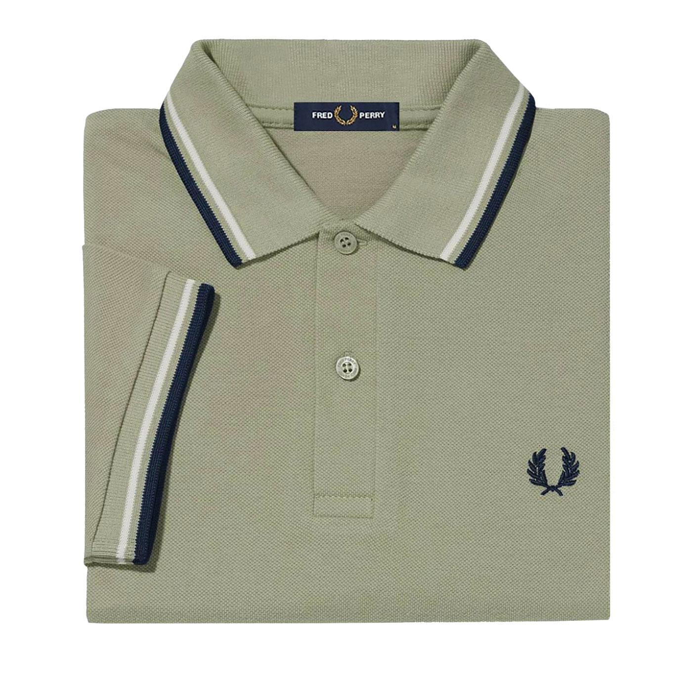 FRED PERRY M3600 Mod Twin Tipped Pique Polo in Seagrass