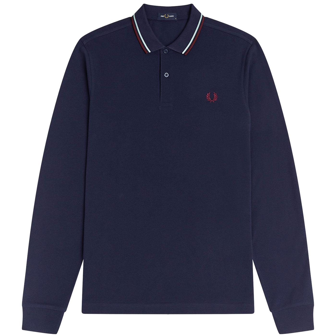 Mens T-shirts Fred Perry T-shirts Fred Perry Cotton Long Sleeve M3636 Polo Shirt in Grey Blue for Men 