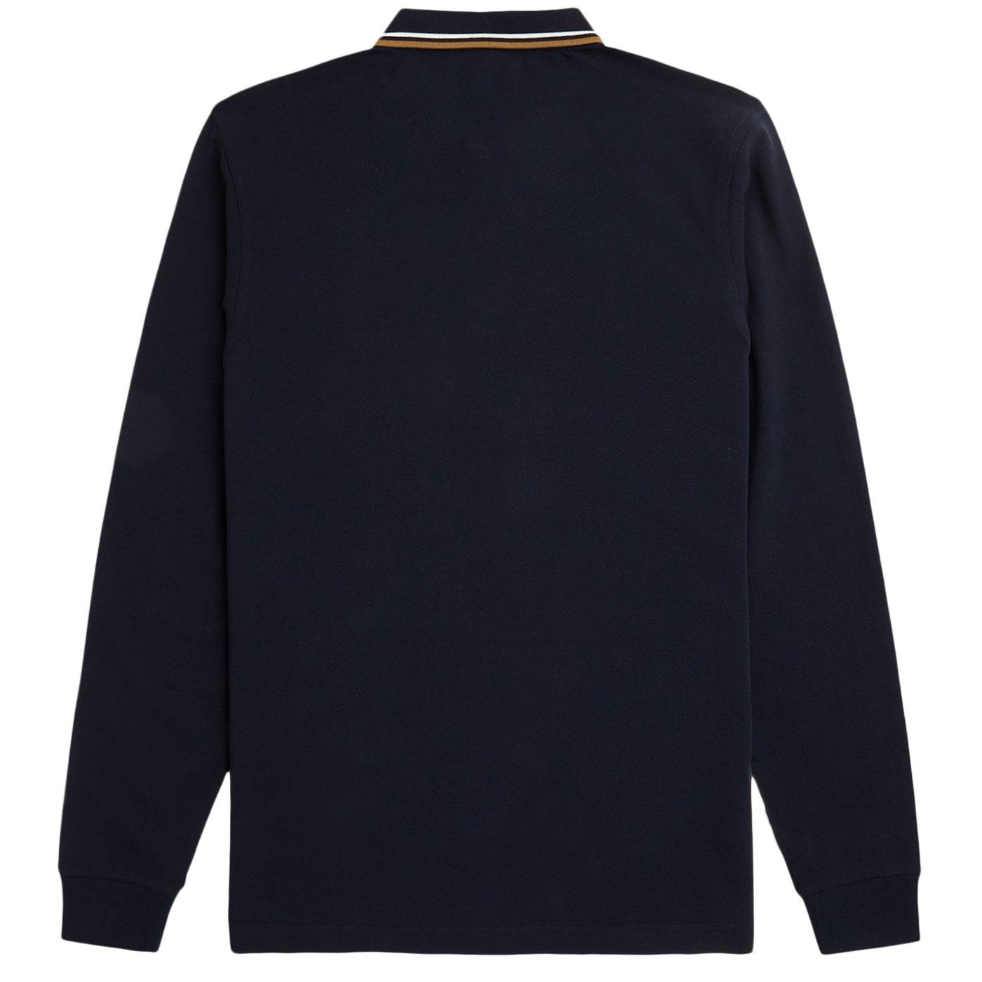 Fred Perry M3636 L/S Twin Tipped Polo Shirt Navy White Stone
