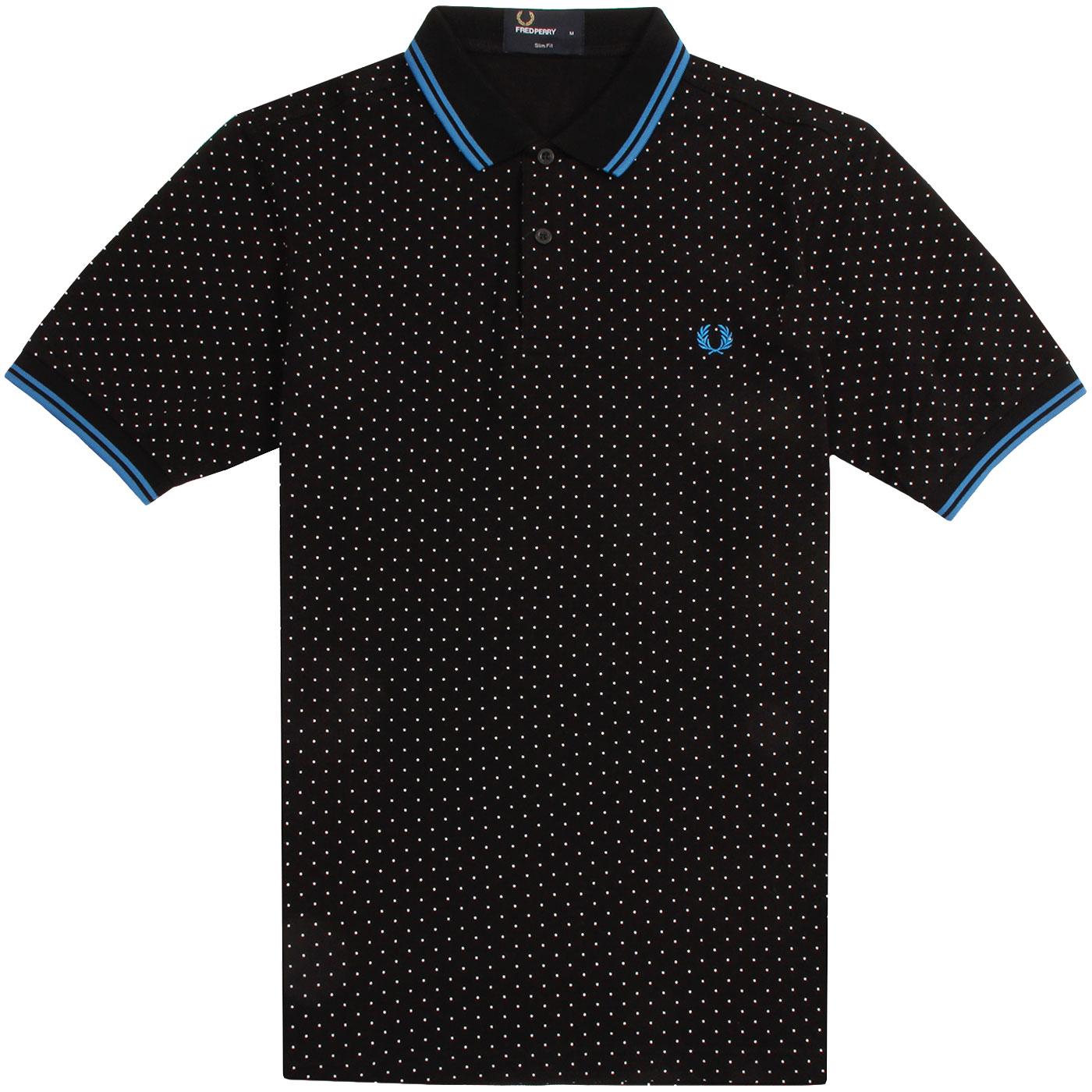 FRED PERRY Mod Polka Dot Tipped Pique Polo Shirt 