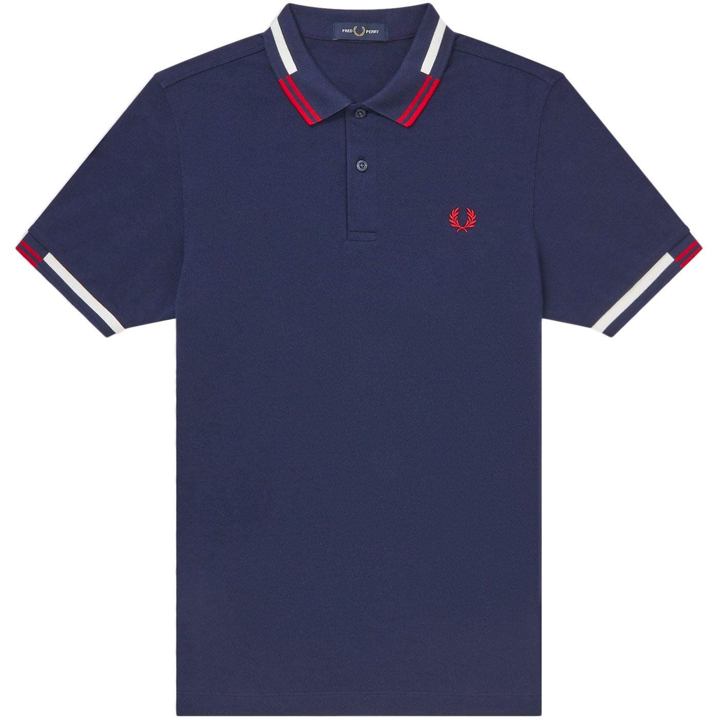 FRED PERRY M8551 Abstract Tipped Polo Shirt in Carbon Blue