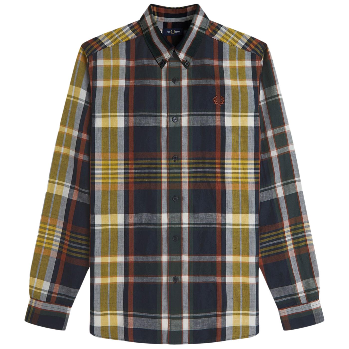 Fred Perry Linen Blend Retro Madras Check Shirt N