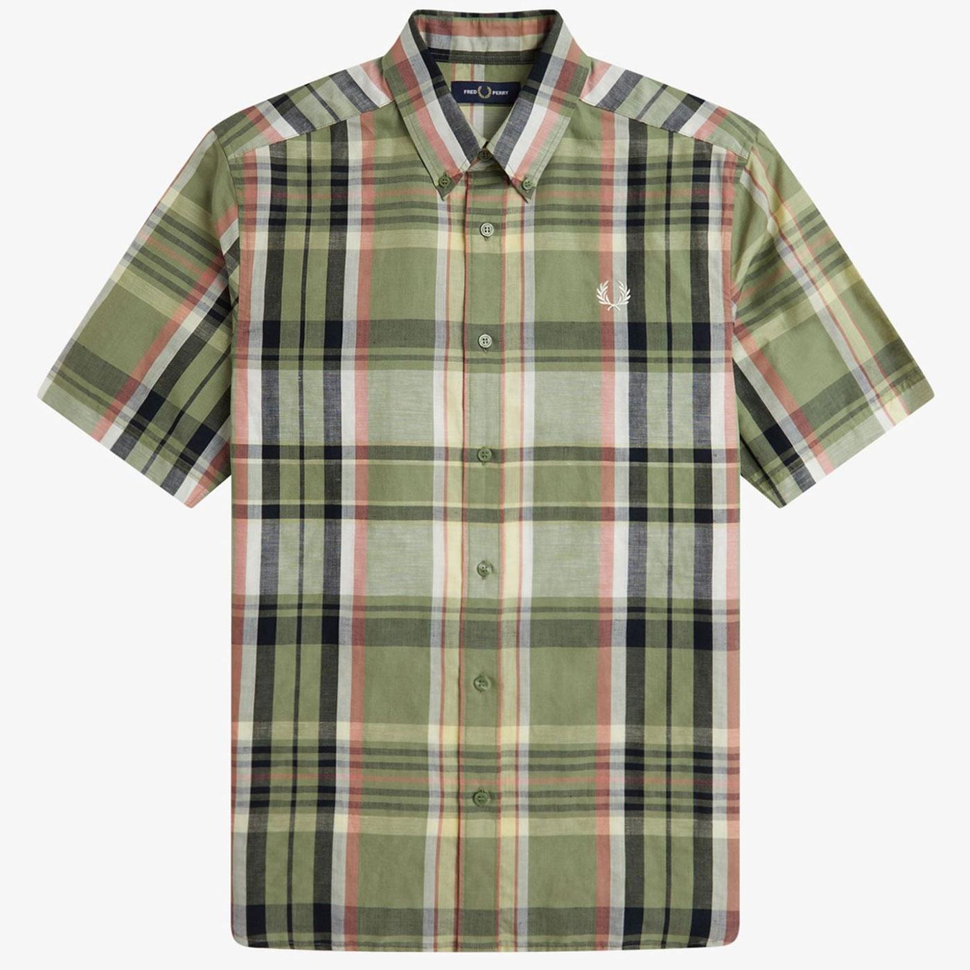 Fred Perry Madras Check Linen Blend Summer Shirt O