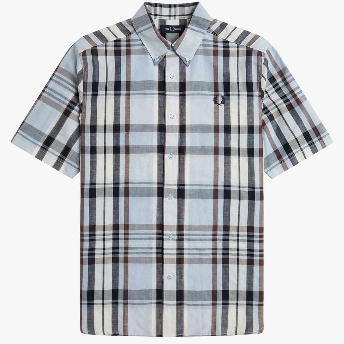 Fred Perry Madras Check Linen Blend Summer Shirt S