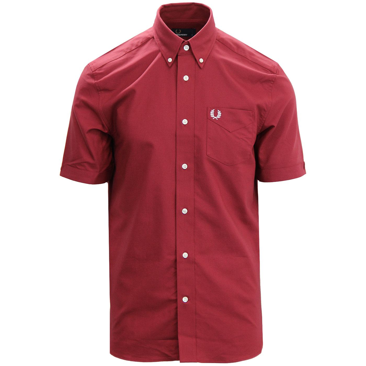 FRED PERRY Retro Mod Classic Oxford Shirt MAROON