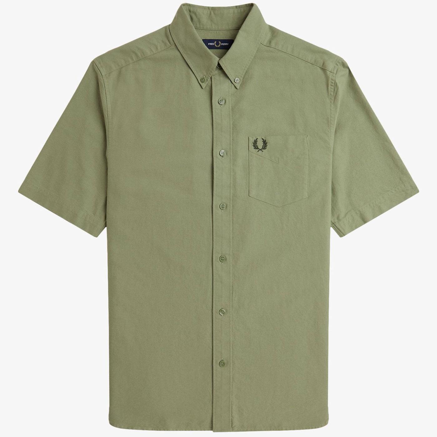 Fred Perry Button Down SS Oxford Shirt Olive Mint