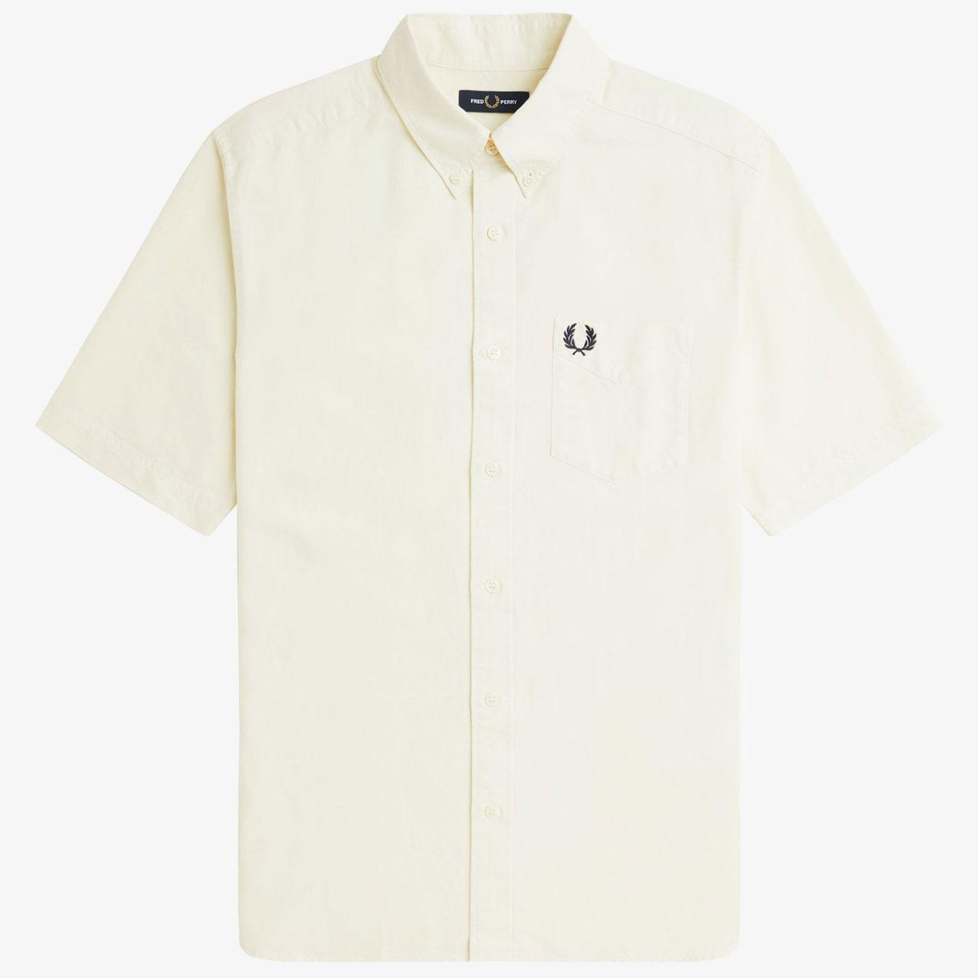 Fred Perry Mod Button Down SS Oxford Shirt (Ecru)