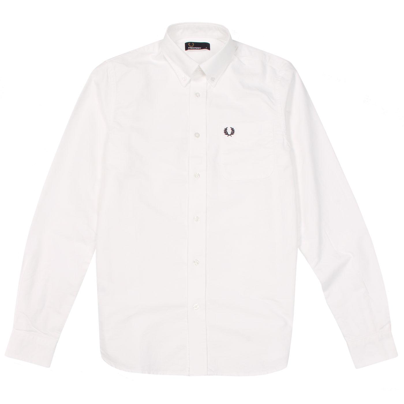 FRED PERRY Men's Classic Button Down Oxford Shirt in White
