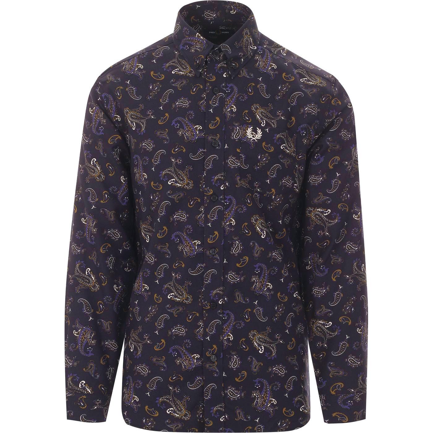 FRED PERRY 60s Mod Button Down Paisley Print Shirt