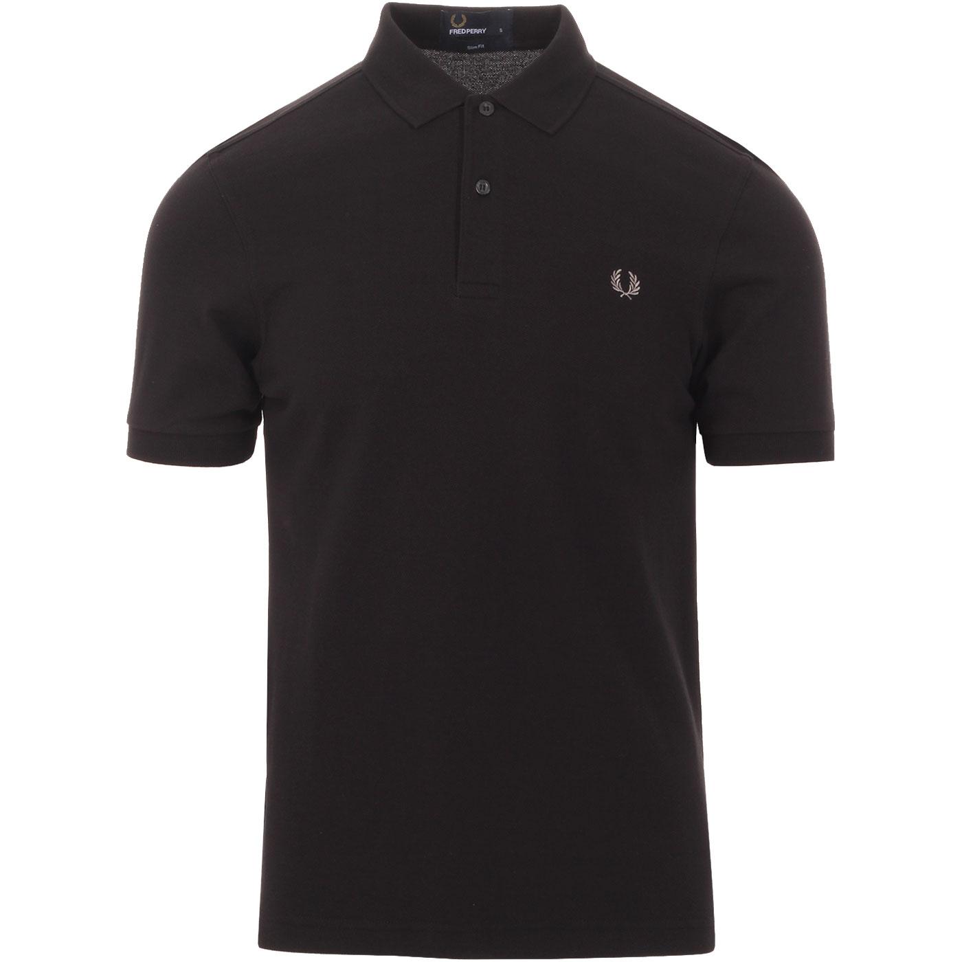 FRED PERRY Men's Retro Slim Fit Pique Polo Shirt in Black