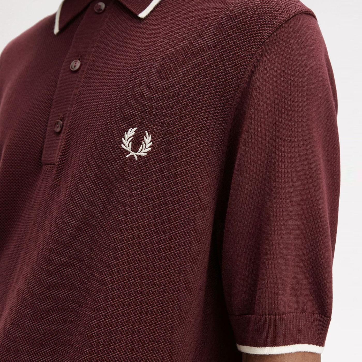 FRED PERRY KNIT POLO SHIRT ニットポロ COTTON CROCHET KNIT POLO SHIRT CARRINGTON BRICK | Bodega