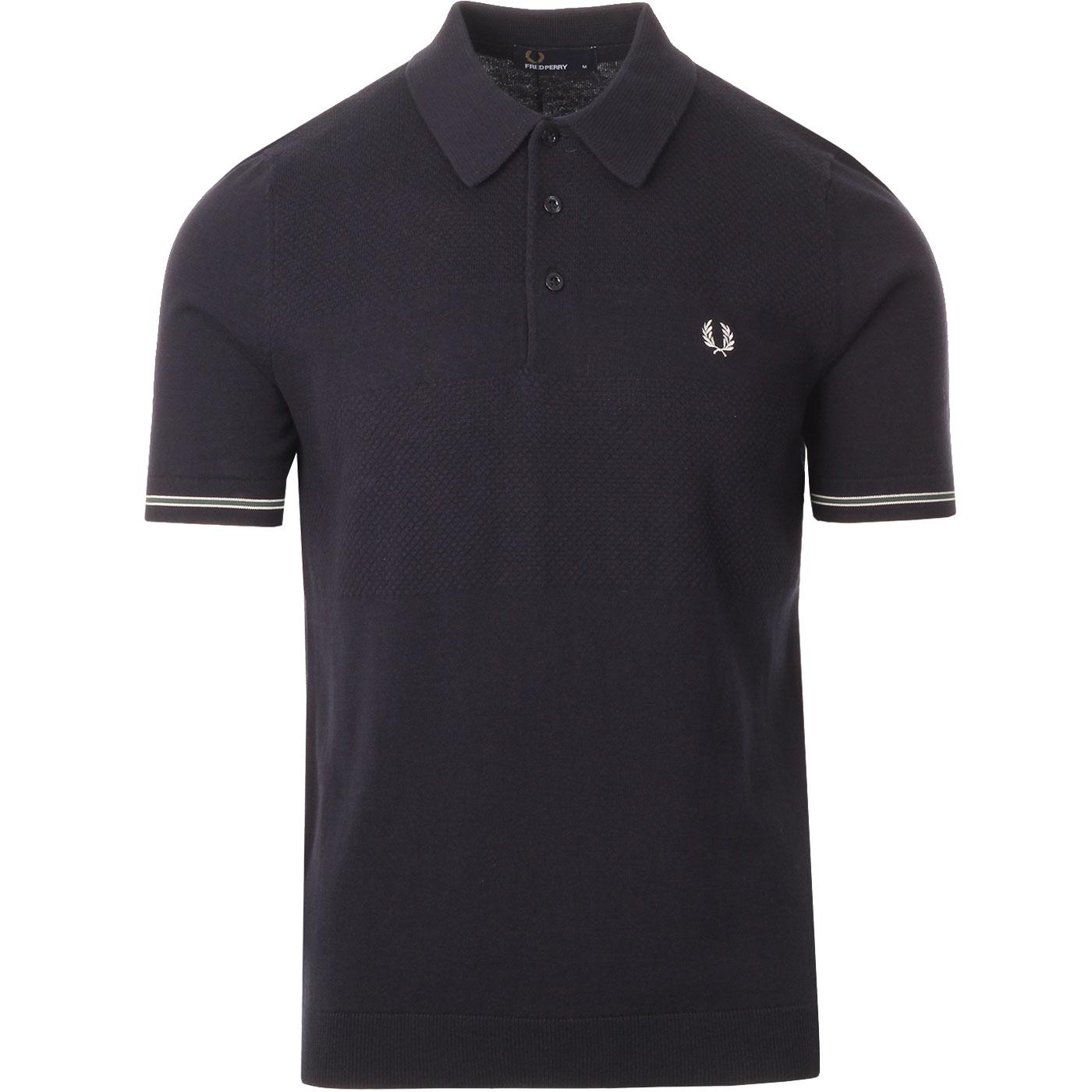 FRED PERRY Pique Texture Knitted Mod Polo Shirt N