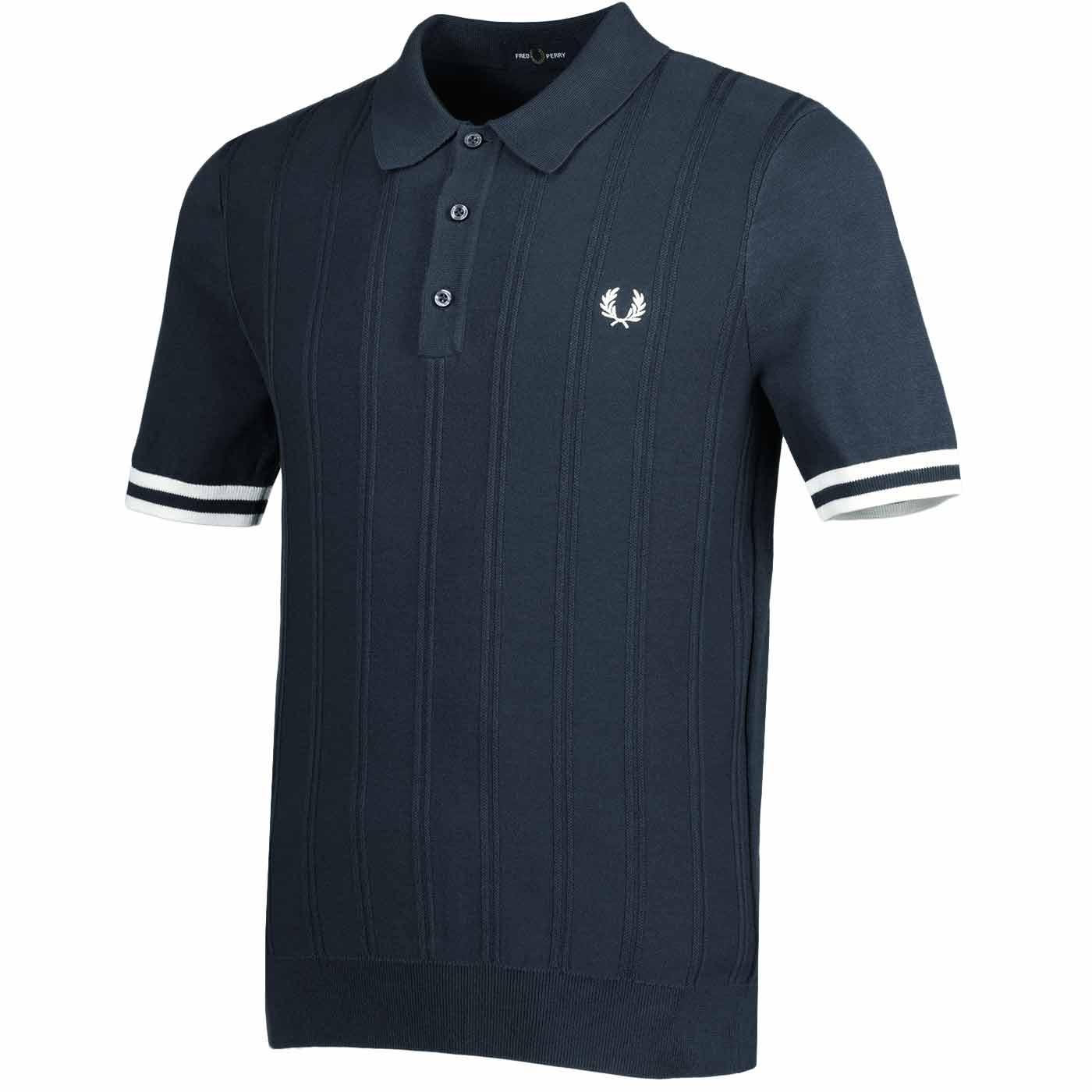 FRED PERRY 60s Mod Tipping Textured Rib Knitted Polo Shirt