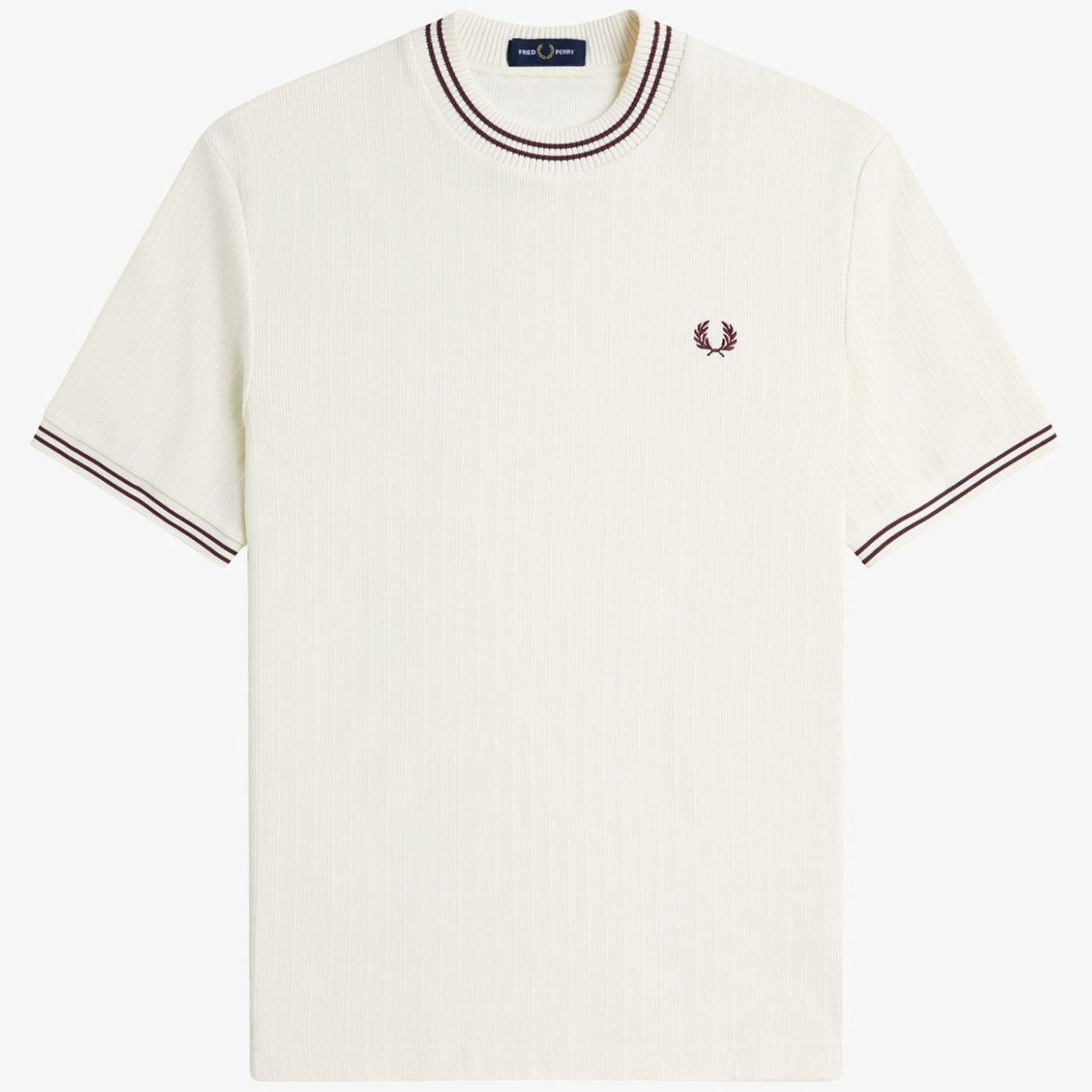 Fred Perry Mod Twin Tipped Ribbed Jersey Tee Ecru