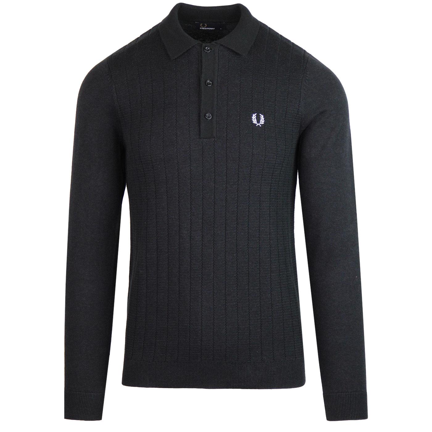 FRED PERRY Mod Textured Ribbed Knit Polo Shirt BM