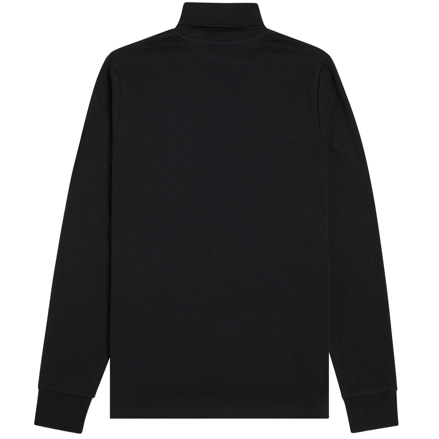 FRED PERRY Men's Retro Jersey Roll Neck Top in Black