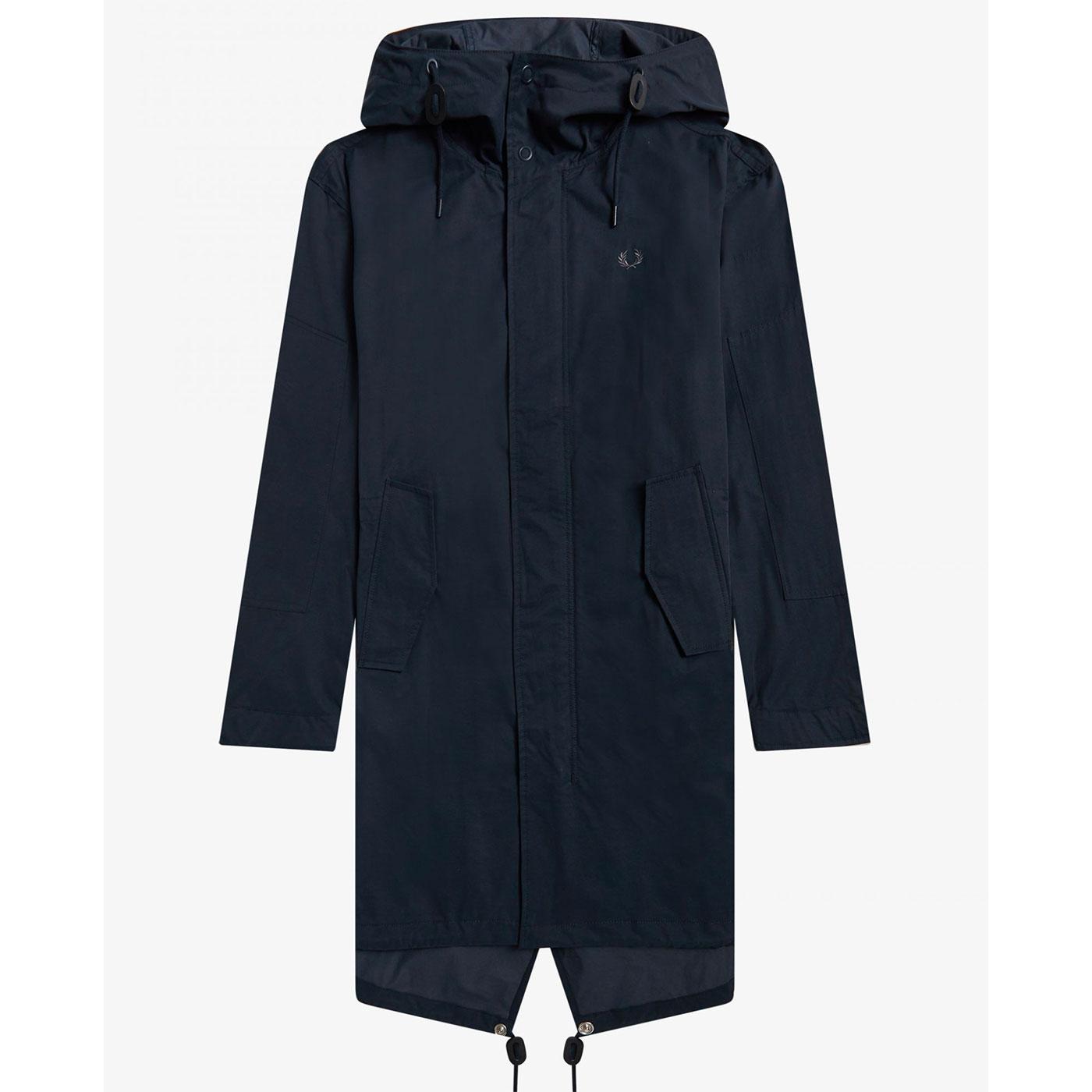 FRED PERRY 60s Mod Fishtail Shell Parka in Navy