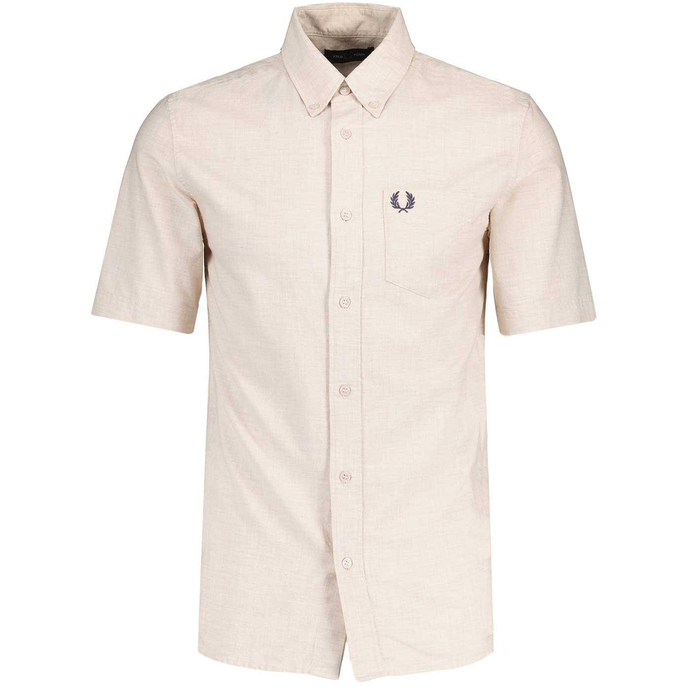 Fred perry knitted collar short sleeve oxford shirt hotsell