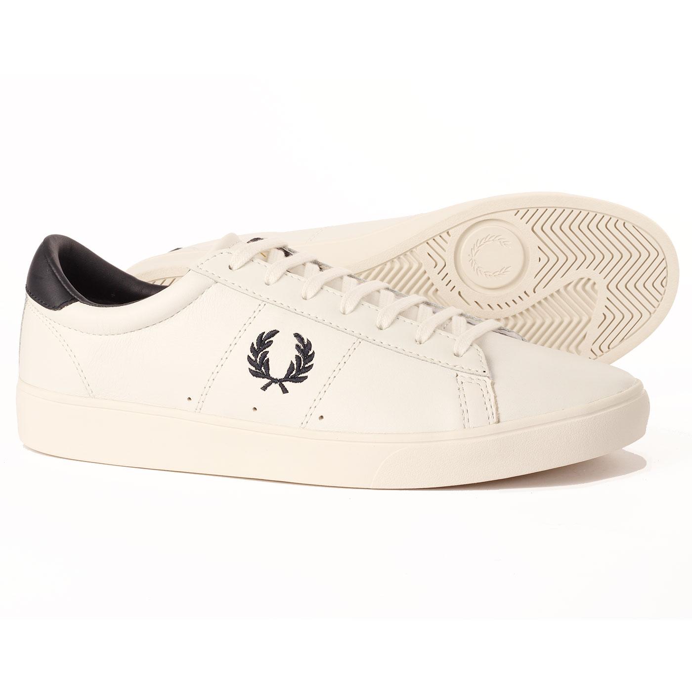 FRED PERRY 'Spencer' Men's Retro Leather Trainers Porcelain