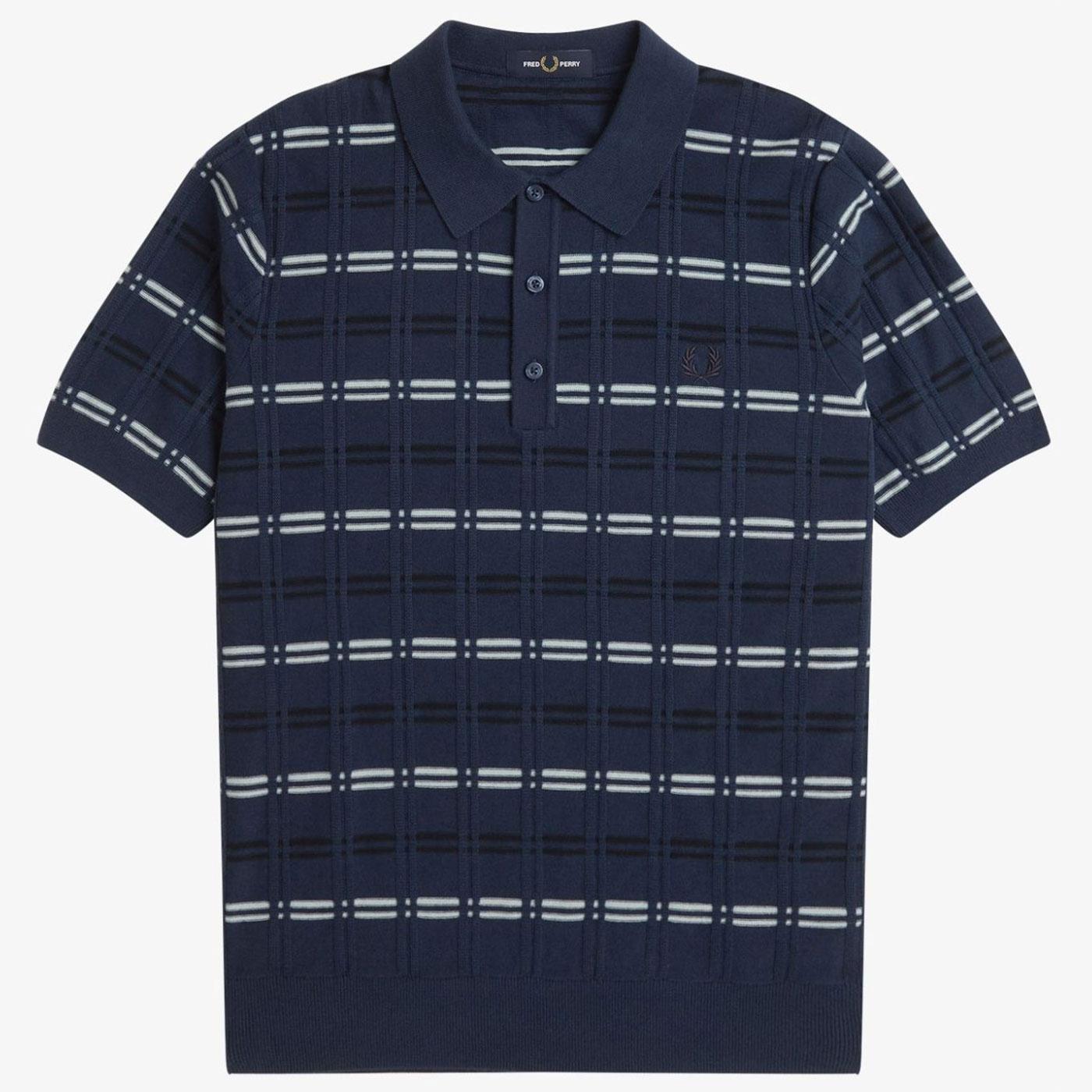 Fred Perry Striped Rib Knitted Retro Polo Shirt TB