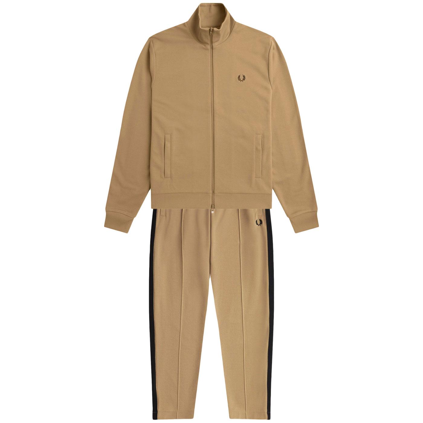 FRED PERRY Retro 70s Taped Tracksuit in Warm Stone