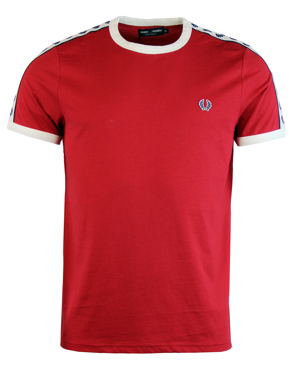 FRED PERRY Men's Retro Taped Sleeve Ringer Tee RED