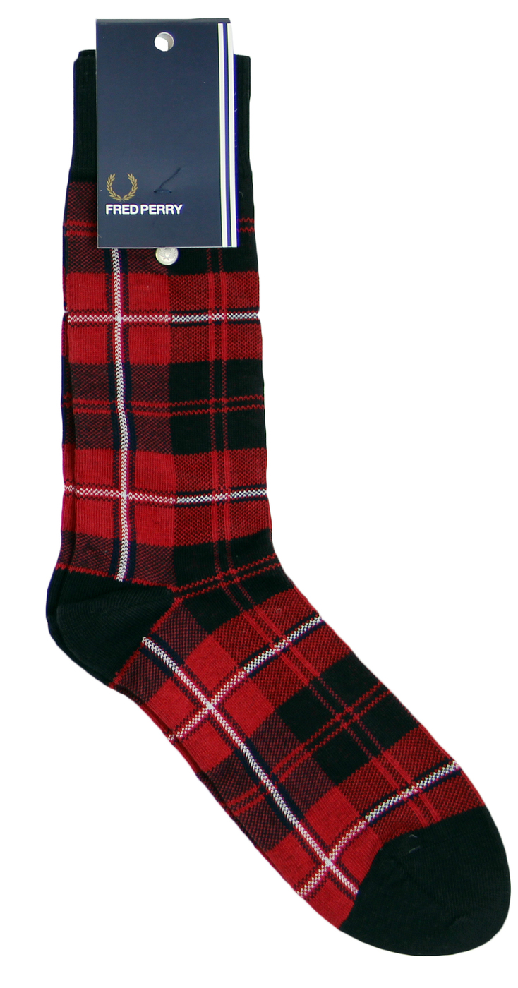 + FRED PERRY Cunningham Tartan Check Socks RED