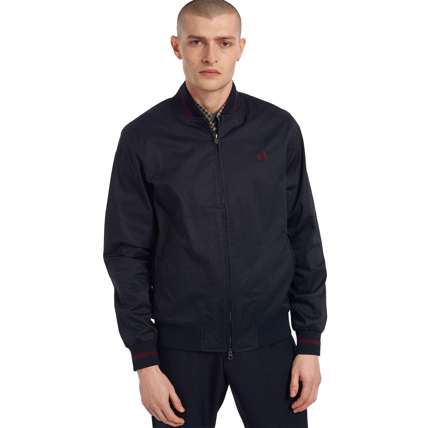 FRED PERRY Retro Mod Tennis Bomber Jacket in Navy