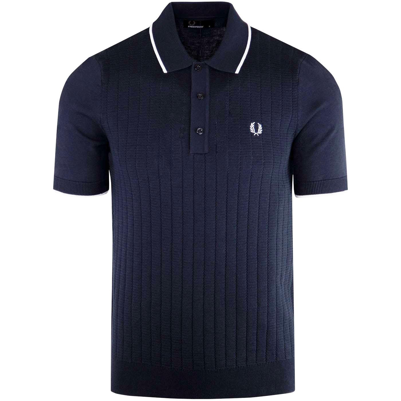 raíz varilla Escepticismo FRED PERRY 60s Mod Texture Front Knitted Polo Shirt Carbon
