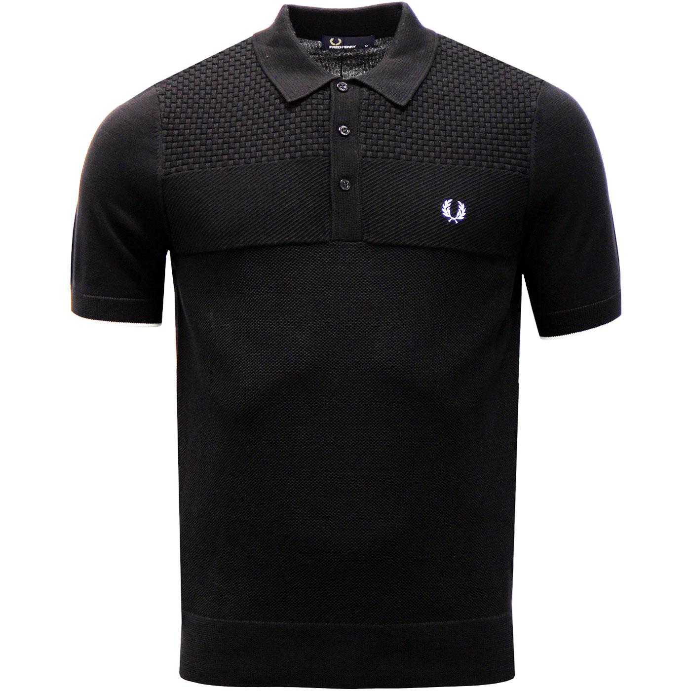 FRED PERRY Men's Mod Texture Knit Panel Polo Shirt