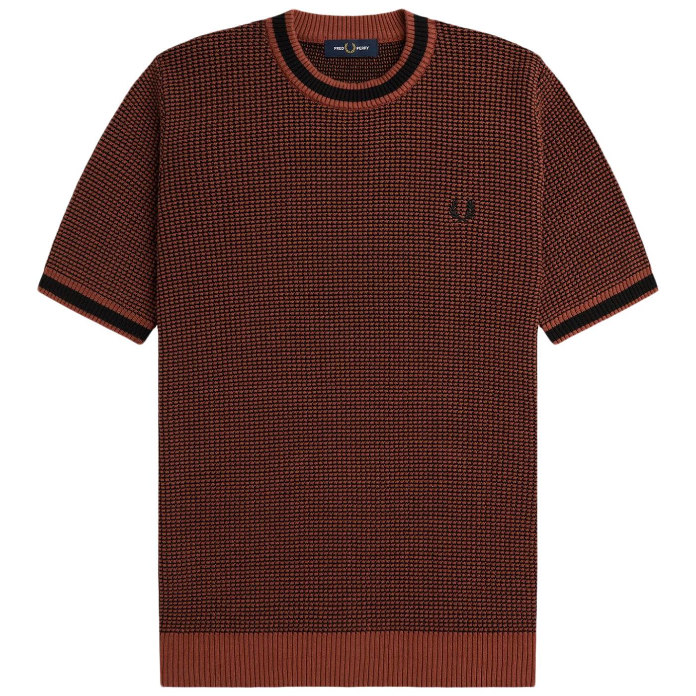 Fred Perry Retro 2Tone Textured Knitted T-shirt WB