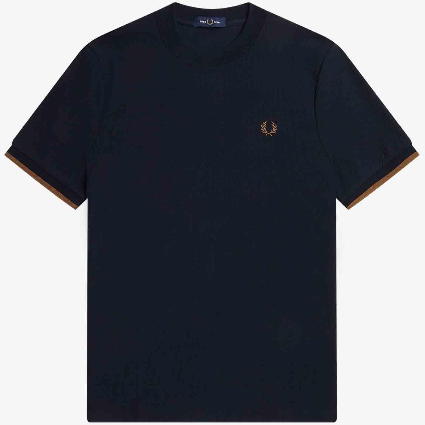 Fred Perry Retro Tipped Cuff Pique T-shirt Navy