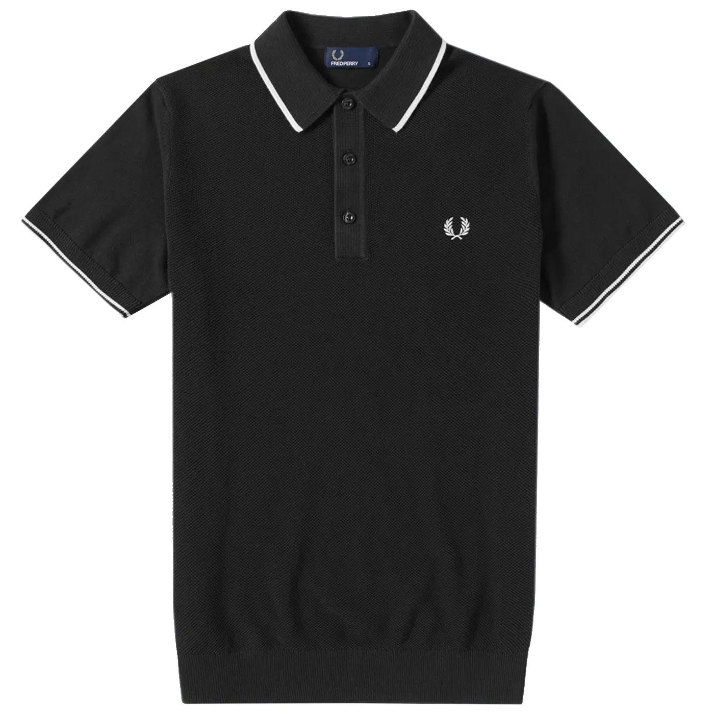 FRED PERRY Men's Mod Tipped Knitted Polo Shirt 