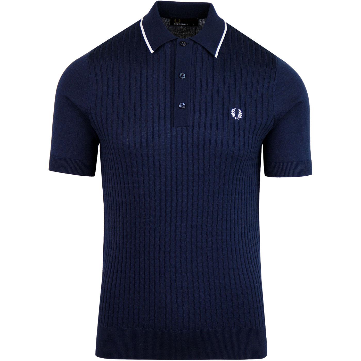 FRED PERRY Retro Mod Cable Knitted Tipped Polo N
