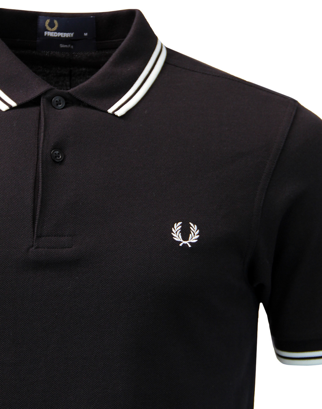 FRED PERRY Mens Twin Tipped Polo Shirt in Black/White
