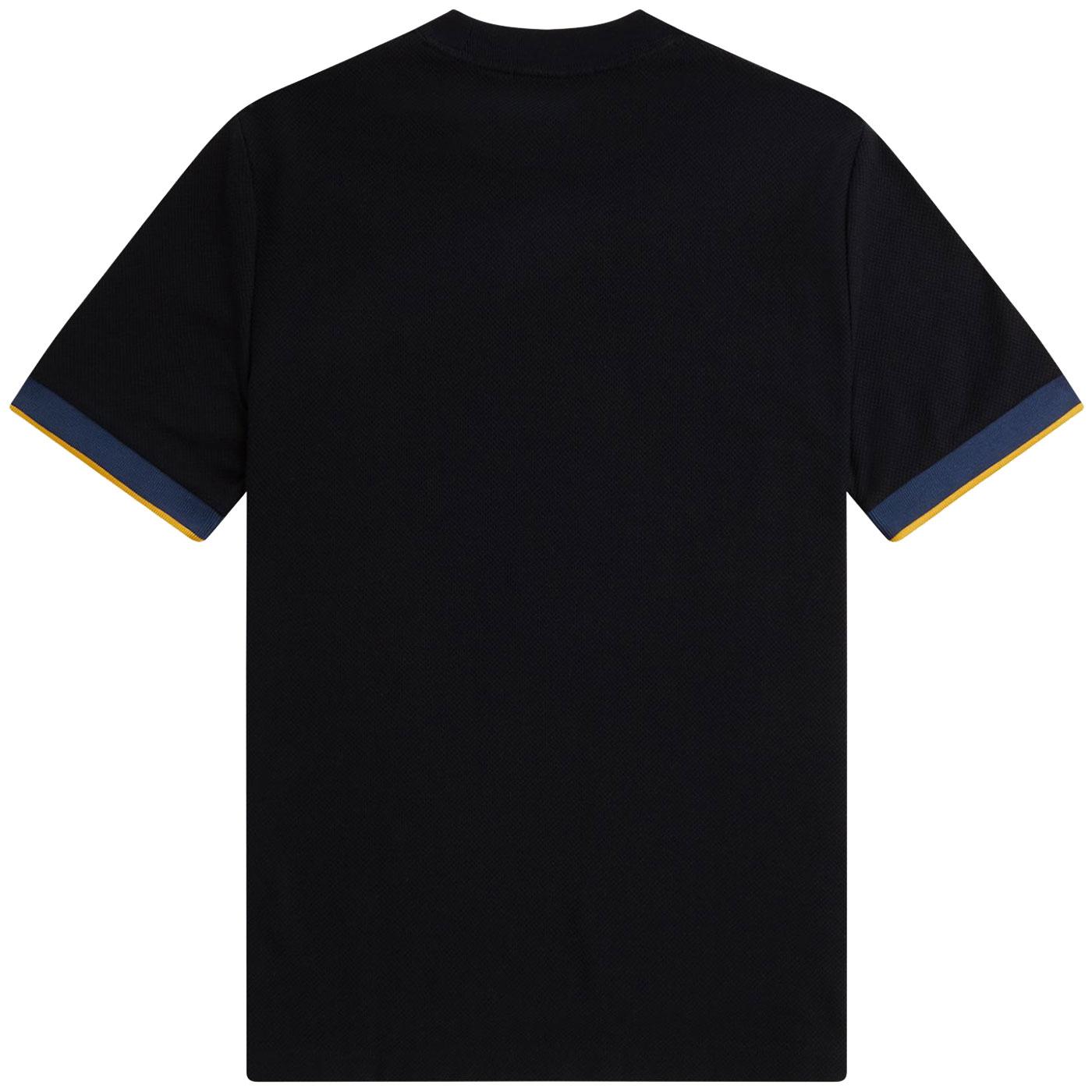 FRED PERRY Retro Contrast Cuff Trim Pique T-shirt in Black