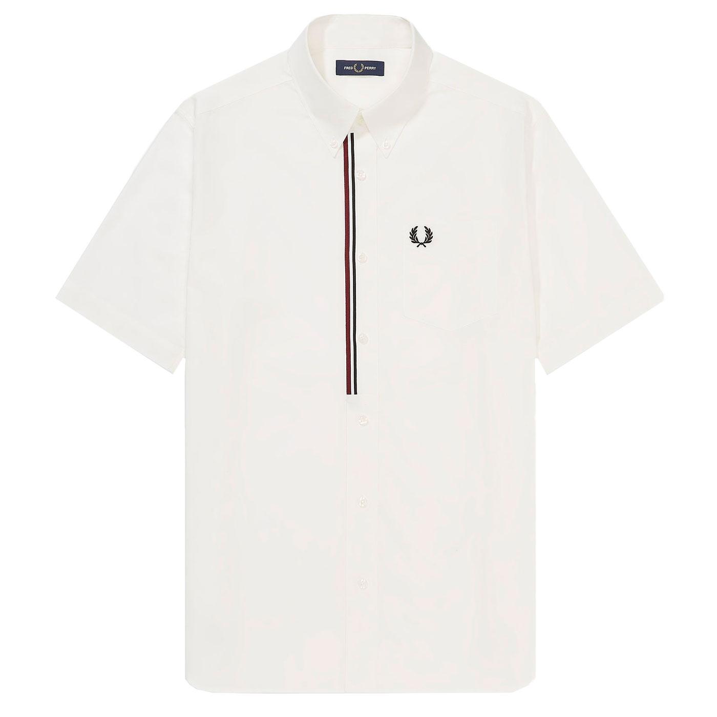 FRED PERRY Men's Mod Taped Placket SS Shirt Snow White