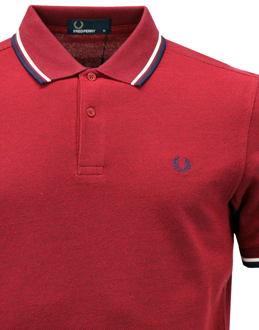 FRED PERRY Mens Twin Tipped Polo Shirt in Blood Red