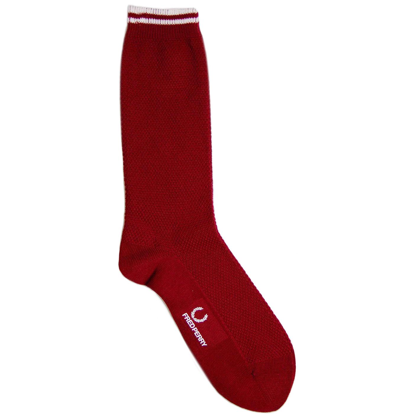 + FRED PERRY Mod Waffle Knit Tipped Socks (Claret)