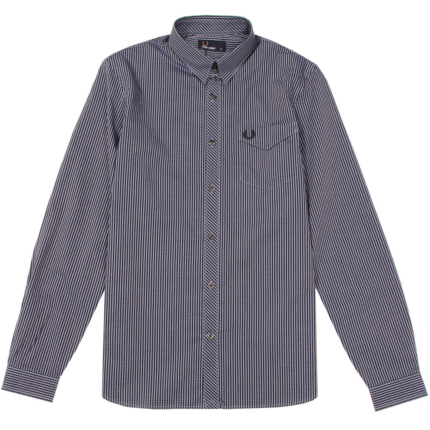 FRED PERRY Men's Retro Tonic Gingham Check Shirt in Royal